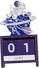 DOITOOL 1pc Home Calendar Rustic Home Decor for Home Decoration Christmas Ornament Astronaut Desktop Accessory Table Top Space Calendar Countdown Wall Calendar Calendars Date Wooden Purple