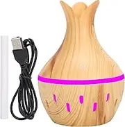 300ml Air Humidifier Mini Desktop Humidifier USB Plug-In Hollow Diffuser Light Wood Grain for Home Office