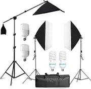 Abeststudio Studio Softbx Continuous Lighting kit Photography Studio Equipment with 2X 135W +2X 25W LED Bulbs Photo Studio Soft Box Lighting Kit for Portrait Product Fashion Shooting