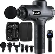[Everfit] Massage Gun 30 Speed 6 Heads Vibration Muscle Massager Chargeable Black