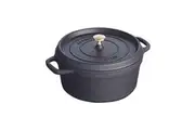 Staub 26cm 5.2L Cast Iron Round Cocotte Pot w Lid Induction Cookware Black