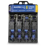 MASTERCRAFT 180kg Rated Ratchet Tie Down Straps - 4 Pack 154661P