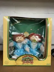 Vintage 1985 Cabbage Patch Kids Twins Girls Red Hair Green Eyes Lace Dress