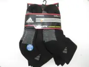 6 PAIRS: YOUTH ADIDAS CLIMALITE ATHLETIC LOW SOCKS (BLACK/GREY) SZ: 13-4