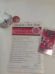 Lot X3 Bachelorette/Bridal Shower Bundle Scavenger Hunt Game, Dice Game & Tiara