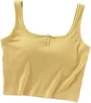 [Hamthuit] Bra Tank Top for Women Crop Camisole Singlet Vest Square Neck Sleeveless Casual Vest