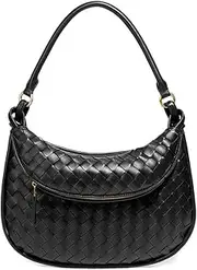[Aittbeti] Woven Crossbody Bag Texture Underarm Bag Double Layer Shoulder Handbag Vintage Mother Bag