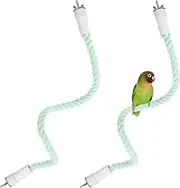 uxcell 2-Pack Rope Perches for Bird Cages, 23.6 in Length Comfort Grip Flexible Rope Perch Beak & Paw Grinding for Parrots/Cockatiels/Parakeets, Bird Platform Sand [Cyan]