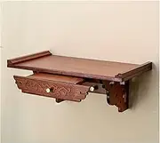 Wall-Mounted Altar Table Buddha Statue Stand Shrine Wooden Buddha Shelf with Telescopic Pull Plate Guanyin Buddhist Altar Puja Table (Brown,60cm)
