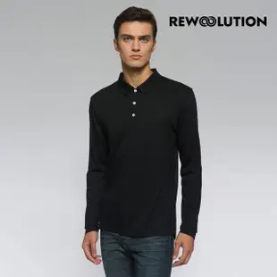 【Rewoolution】男INDY 190g長袖Polo衫(黑色)REJB2MC301(羊毛衣 長袖Polo衫 登山必備 吸濕排汗)