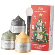 Face Mask Gift Set,Christmas Clay Mask Set,Turmeric Clay Mask - Green Dark Red