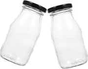 Cabilock 200ml Glass Milk Bottles with Lids Reusable Circular Bottles for Juice Yogurt Soy Milk Storage