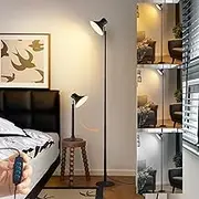 Modern LED Floor Lamp with Scalable Ploe 2-in-1 Portable Table Lamp with Rotatable Lights, 3 Colors Stepless Dimming Standing Lamp Cordless Nightstand Lamp for Living Room, Dorm