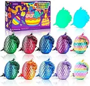Impossmaker 12PCS 3D Printed Easter Dragon Eggs with 3D Printed Dragon Inside, Micro Easter Basket Stuffers Mini Dragon Egg Set Articulated Crystal Dragon Fidget Toy for Adults Teens