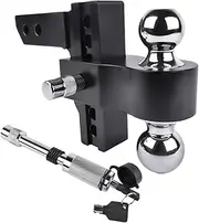 Black Trailer Hitch Fits 2-Inch Receiver, 6-Inch Drop/Rise Drop Hitch 12,500 LBS GTW Tow Hitch, 2" And 2-5/16" Hitch Balls