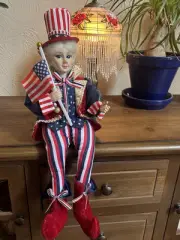 Cynthia Rowley 4th of July Patriotic American Elf Fairy Doll Shelf Sitter NEW