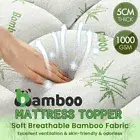 Premium Bamboo Mattress Topper Protector 45cm Deep Pocket Mattress Pad S/D/Q/K