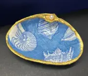 Handmade Decorative Long Clam Shell Pattern Gold Paint With Pearl