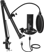 Studio Condenser USB Mic Kit w/ Arm Stand Shock Mount for Voice