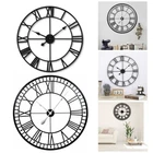 Artiss 50CM Large Wall Clock Roman Numerals Round Metal Luxury Home Decor Black.