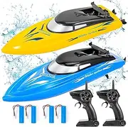 ThinkMax 2PACK RC Boat,Remote Control Boats for Kids and Adults,10km/H 2.4G High Speed Remote Control Boat,Fast RC Boats for Pools and Lakes with 4 Rechargeable Battery