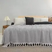 King Size Bed Throws and Bedspreads | Large Throws For 2 Seater Sofa, Couch, Settees | King Size Blanket Throw | 230x250cm - 90”x98”, Grey