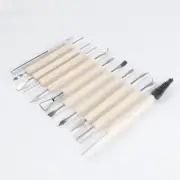 11pcs with Smooth Wooden Handle Pottery Clay Sculpting Modeling Tool Set