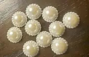 CraftbuddyUS 50pcs 17mm Cream Acrylic Pearl Flatback Topper, Craft DIY Wedding