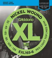 D'Addario EXL165-6 6-String Nickel Wound Bass Guitar Strings, Custom Light, 32-135, Long Scale
