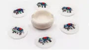 Inlay Work Tea Coaster Set paua shell elephant Look Round Marble Drink Coaster