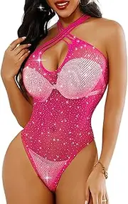 [himifuns] Women's Sheer Mesh Bodysuit Fishnet Lingerie Nightwear Open-Crotch Sexy Undergarment