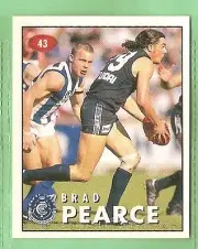 1996 AFL SELECT STICKER #43 BRAD PEARCE, CARLTON BLUES
