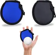Golf Ball Cleaner Pouch, 2 Pack Golf Ball Washer Pocket Pouch with Carabiner, Golf Ball Bag, Golf Accessories, Golf Gifts for Men, Mens Gifts, Fit for Golf Carts Belt Golf Bag