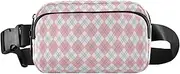[Amooorous] Peach Checkerboard Trendy Crossbody Bag Waist Packs for Women Men Large Capacity Bum Belt Bag with Adjustable Strap for Shopping Sports Work, Peach checkerboard, 1 size