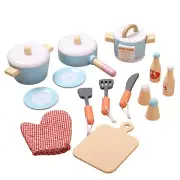 Play Kitchen Accessories, Wooden Play Set Cooking Toys, 17 Pieces Play Cookwa...