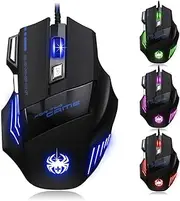 Zelotes Ergonomic 7200 DPI LED Optical Wired Gaming Mouse Mice 7 Buttons for Pro Gamer PC Laptop Desktop Mac Notebook-Black by AFUNTA-Black(T80)