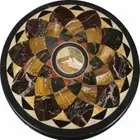 24" Black marble Coffee Table Top Antique Design Inlay Work dining Side Table