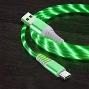 1m Glowing 3A Fast Charging Type-C Cable High-Speed Flowing Streamer Light LED Data Transfer USB Cable Green
