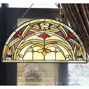 Half Circle Window Suncatcher Tiffany Style Stained Glass 24x12in Spring Tones