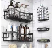 5 Pack Shower Caddy Adhesive Shower Organizer for Bathroom Storage BROWN