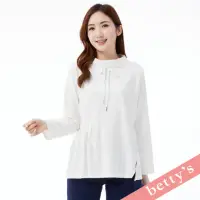 在飛比找momo購物網優惠-【betty’s 貝蒂思】高領抽繩拼接鐵塔T-shirt(白