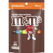M&M's Milk Chocolate GrabnGo Snack Bag 100g