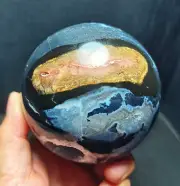 RARE 917g Natural Colorful Agate Geode Crystal Quartz Ball Healing WD1426