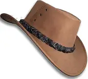 [Oztrala] 】 Australian Buffalo Leather Hat Outback Breezer Western Cowboy Mesh Mens Womens Kids Jacaru Black Brown HLBS HLBB