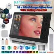 Pro Graphic Drawing Tablet 10x6" Screen w/ Battery-Free Pen 8192 Levels Pressure