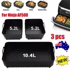 3PCS Air Fryer Silicone Pot Liners for Ninja AF500UK Dual Basket Accessories AU