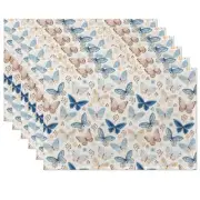 Butterfly Placemats,Vintage Flying Butterfly Flower Table Mats Set of 6,12x18