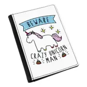 Beware Crazy Unicorn Man Passport Holder Cover Case Wallet - Funny
