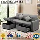 Oikiture Sofa 3 Seater Chaise Modular Couch Drawers Ottoman Fabric Lounge Set AU