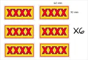 XXXX Beer Stickers SIX (6) 60 x 30 mm each